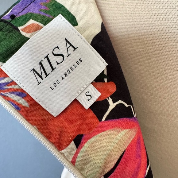 MISA Los Angeles Floral Dress Esperanza Asymmetrical Hem Ruched Bust Midi small - Picture 14 of 16